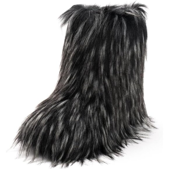 Shoes - Women's Grey Round Toe Suede Snow Winter Comfy Plush Warm Short Mid-calf Boots